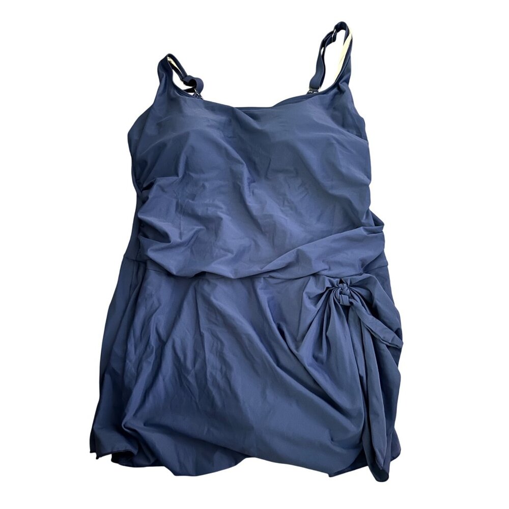 Eomenie Womens Navy Blue One-Piece Swim Dress 22W Plus Size Nylon Spandex - Picture 1 of 6